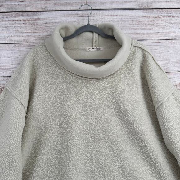 We the Free People Oversized Sherpa Turtleneck Sweater Womens Large Cream - Picture 3 of 14